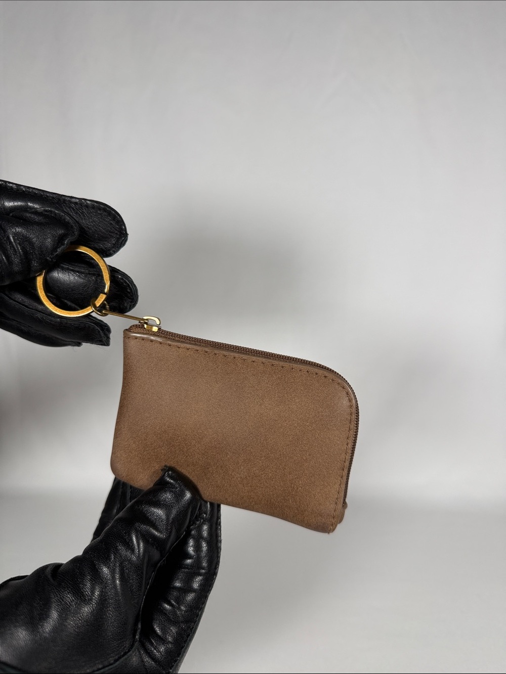 Brandy Melville Brown Leather Zip Coin Pouch - Minimal Wallet
